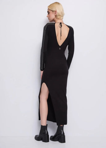 DENNYROSE 521DD13010 Abito nero in maglia con borchie