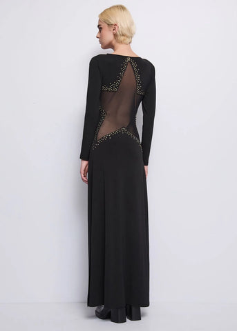 DENNYROSE 521DD14001 Abito nero in maglia con borchie