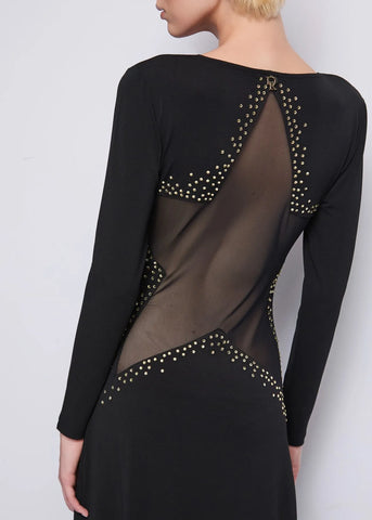 DENNYROSE 521DD14001 Abito nero in maglia con borchie