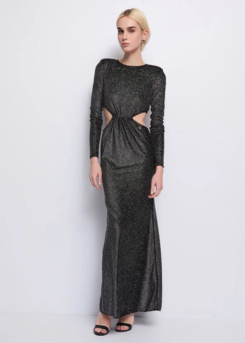 DENNYROSE 521DD14007 Abito nero in ciniglia glitter
