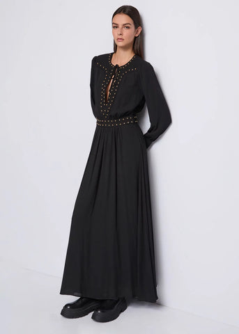 DENNYROSE 521DD15014 Abito nero in georgette con borchie