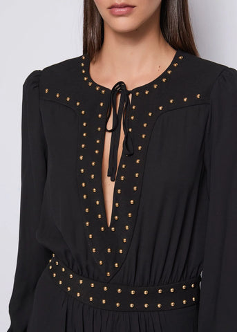 DENNYROSE 521DD15014 Abito nero in georgette con borchie
