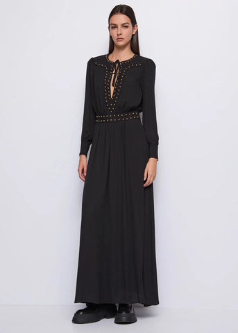 DENNYROSE 521DD15014 Abito nero in georgette con borchie