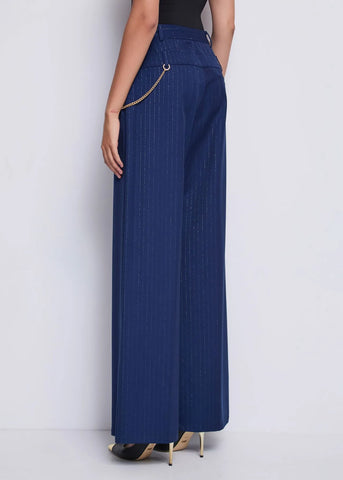 DENNYROSE 521DD25006 Pantaloni blu gessati con catena