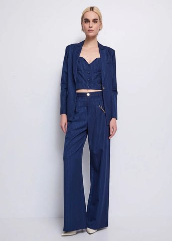 DENNYROSE 521DD25006 Pantaloni blu gessati con catena