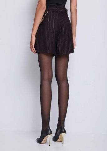 DENNYROSE 521DD25007 Shorts neri gessati con catena