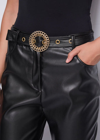 DENNYROSE 521DD28003 Pantaloni neri in similpelle