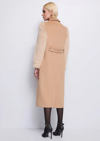 DENNYROSEDD35008 Cappotto beige in panno di lana