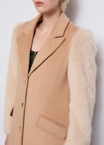DENNYROSEDD35008 Cappotto beige in panno di lana