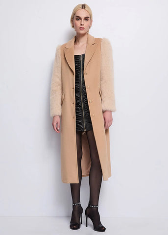 DENNYROSEDD35008 Cappotto beige in panno di lana
