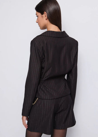 DENNYROSE 521DD35012 Blazer nero doppiopetto gessato