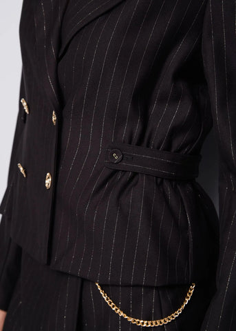 DENNYROSE 521DD35012 Blazer nero doppiopetto gessato