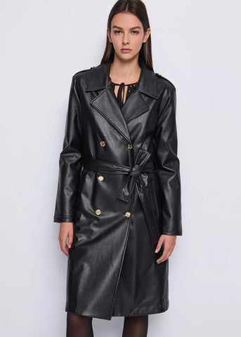 DENNYROSE 521DD38004 Trench nero in similpelle