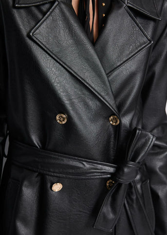 DENNYROSE 521DD38004 Trench nero in similpelle