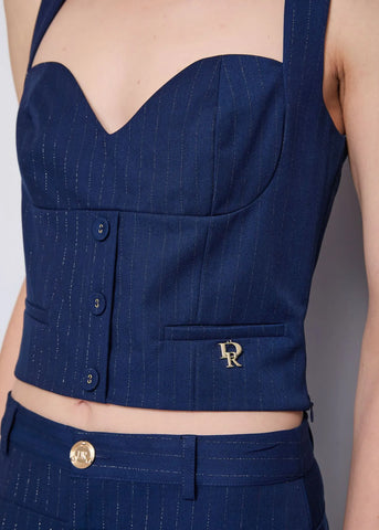 DENNYROSE 521DD45004 Top blu gessato