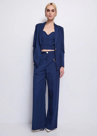 DENNYROSE 521DD45004 Top blu gessato