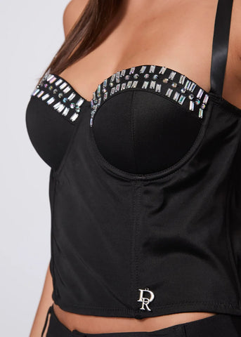 DENNYROSE 521DD45009 Top nero con strass