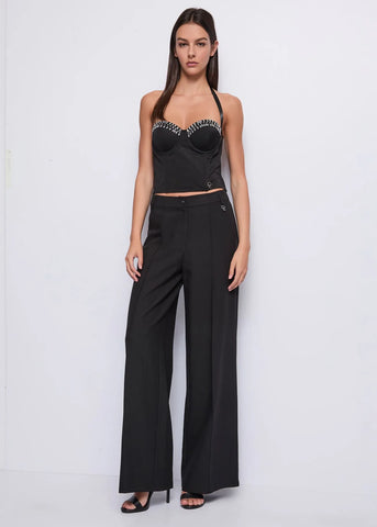 DENNYROSE 521DD45009 Top nero con strass