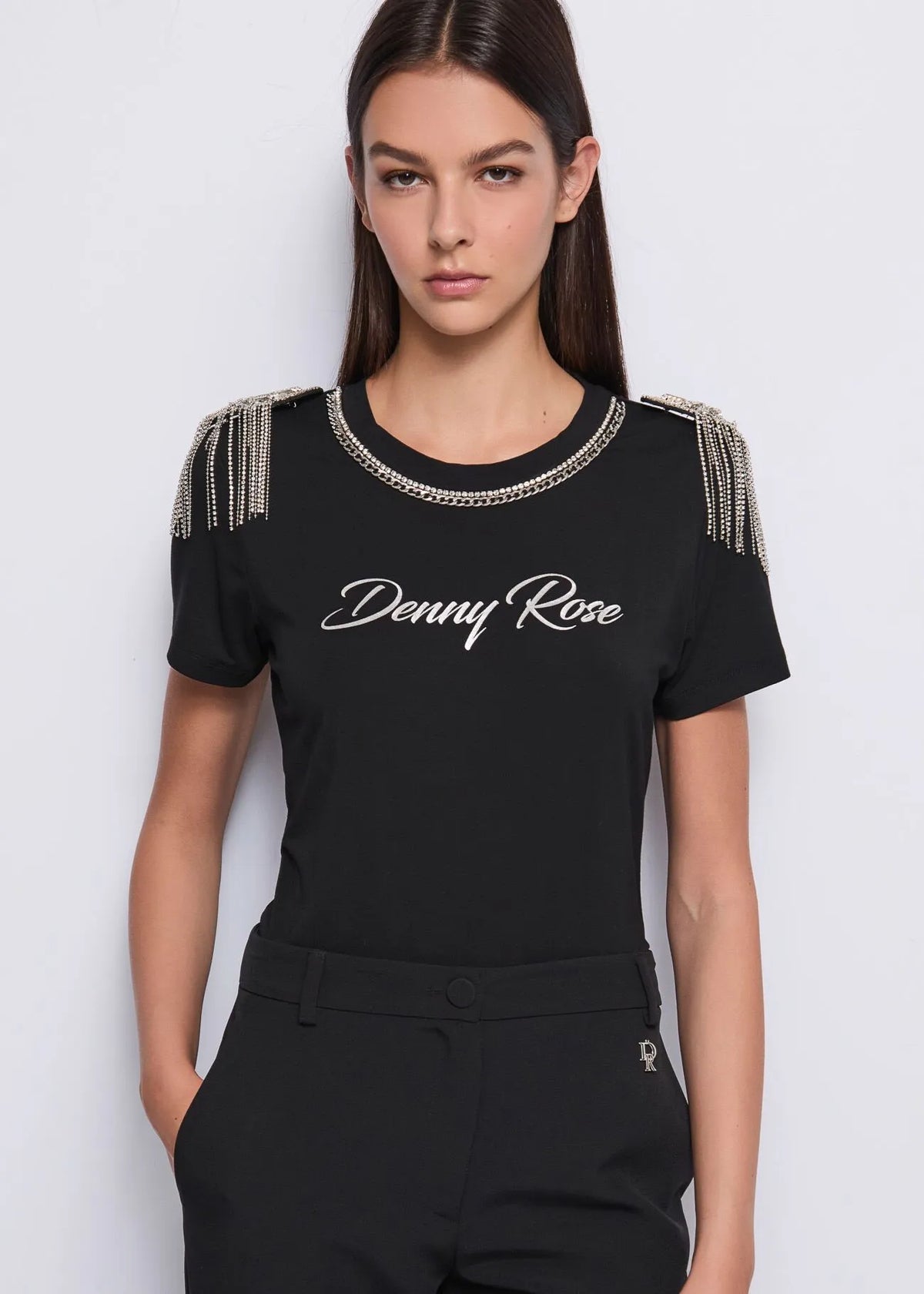 DENNYROSE 521ND64007 T-shirt con logo e strass