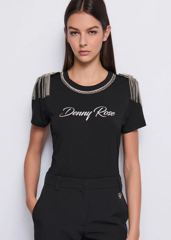 DENNYROSE 521ND64007 T-shirt con logo e strass