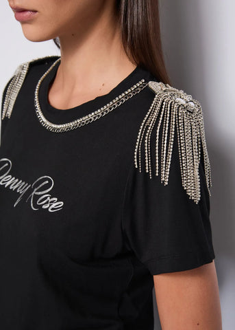 DENNYROSE 521ND64007 T-shirt con logo e strass