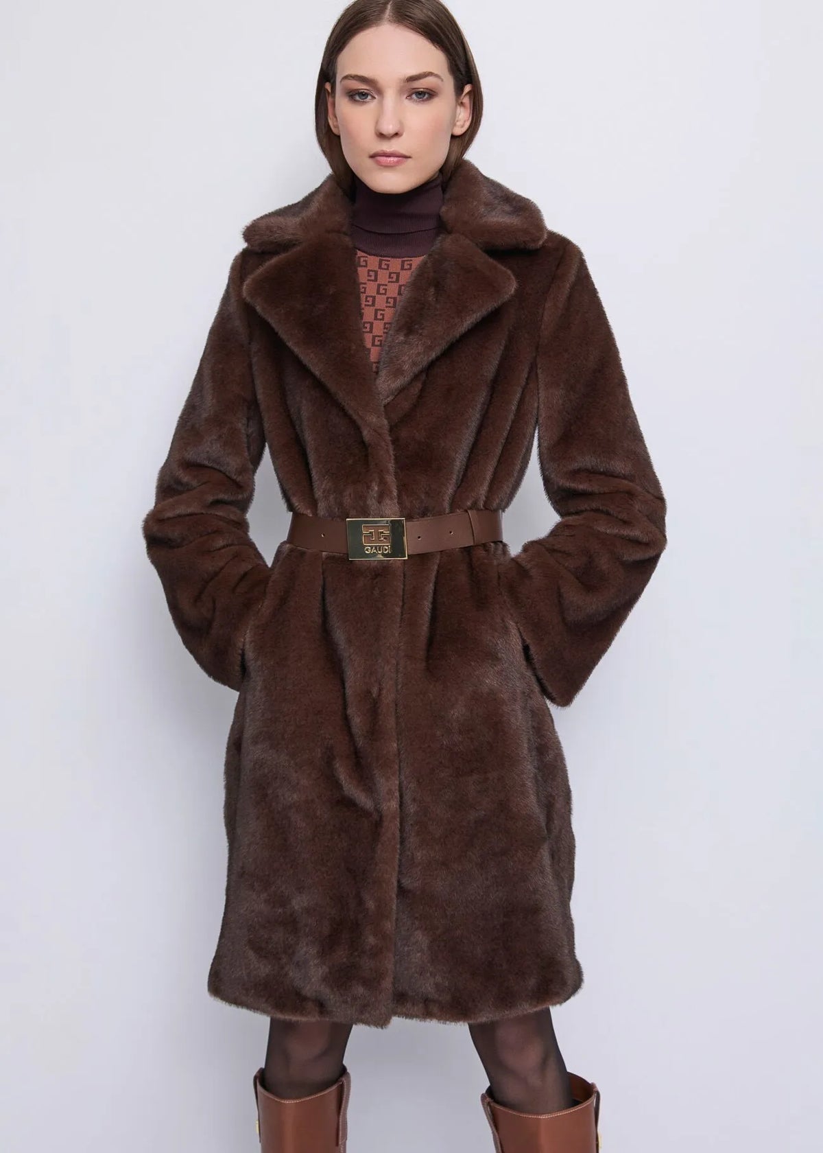 GAUDì 521FD39003 Cappotto marrone da donna con cintura