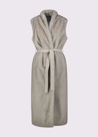GAUDì  521FD39007 Gilet lungo da donna in ecopelliccia con cintura
