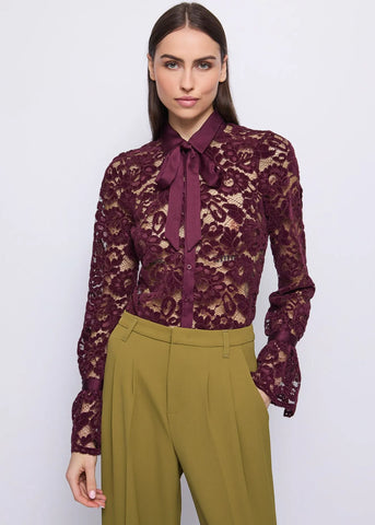 GAUDì 521FD45006 Camicia da donna in pizzo floreale con foulard