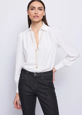 GAUDì 521FD45009 Blusa bianca da donna con collana