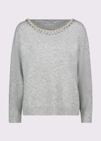 GAUDì  521FD53019 Maglia grigia da donna con strass