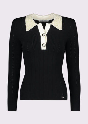 GAUDì 521FD53035 Polo da donna in filato con bottoni gioiello