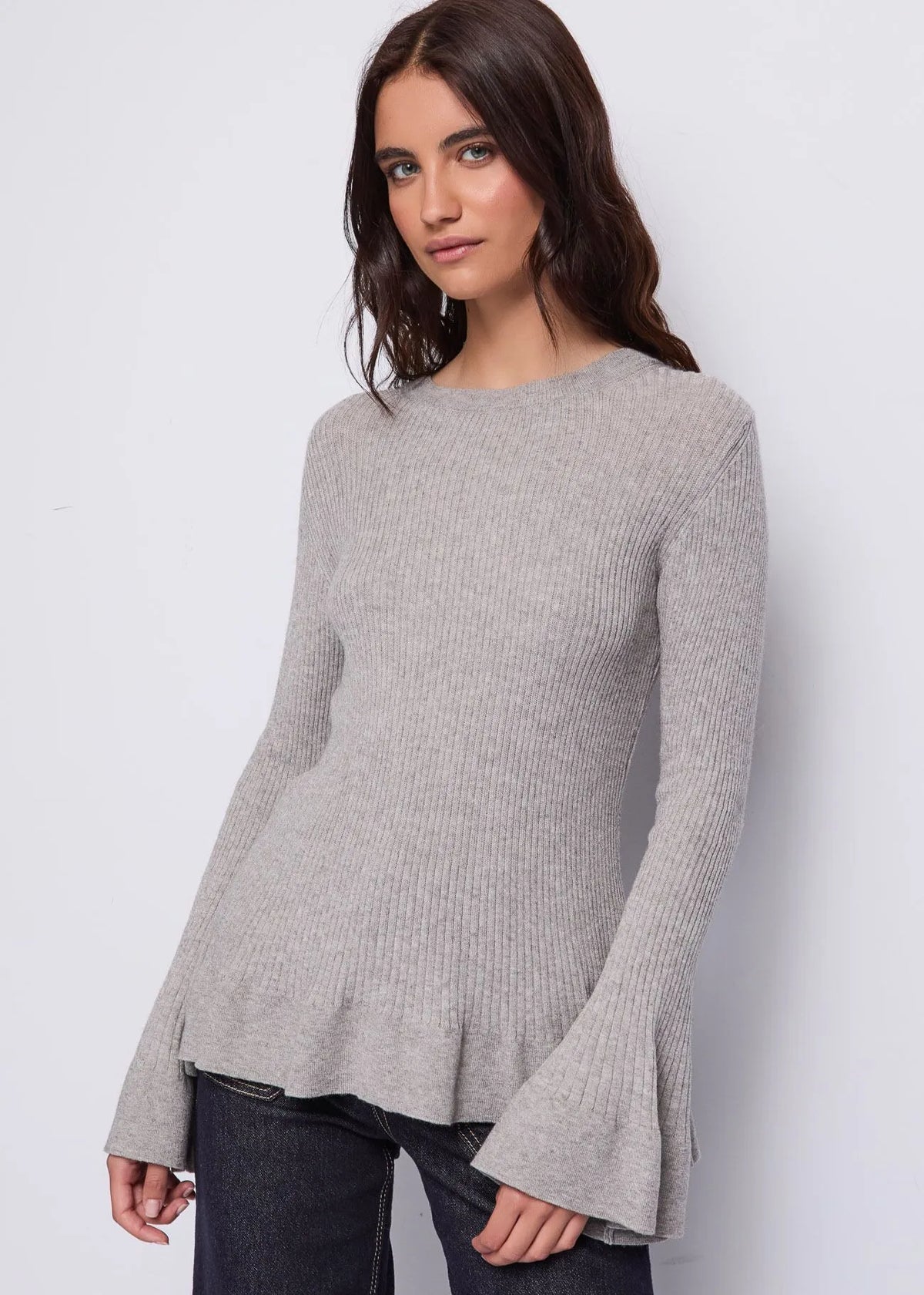 DENNYROSE 521ND53023 Maglia grigia in filato a costine