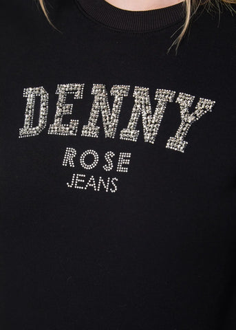 DENNYROSE 521ND64013 Felpa nera in cotone con logo
