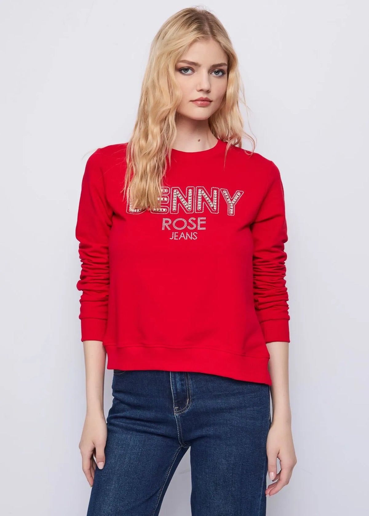 DENNYROSE 521ND64014 Felpa rossa in cotone con logo