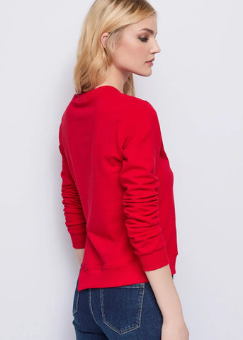 DENNYROSE 521ND64014 Felpa rossa in cotone con logo