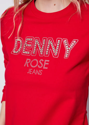DENNYROSE 521ND64014 Felpa rossa in cotone con logo