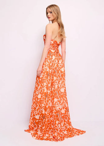 Abito lungo in georgette stampata DENNYROSE ART.511DD15029
