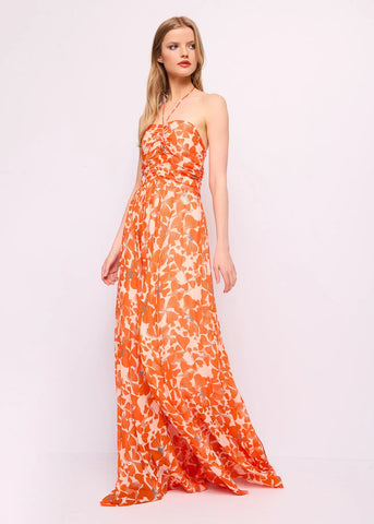 Abito lungo in georgette stampata DENNYROSE ART.511DD15029