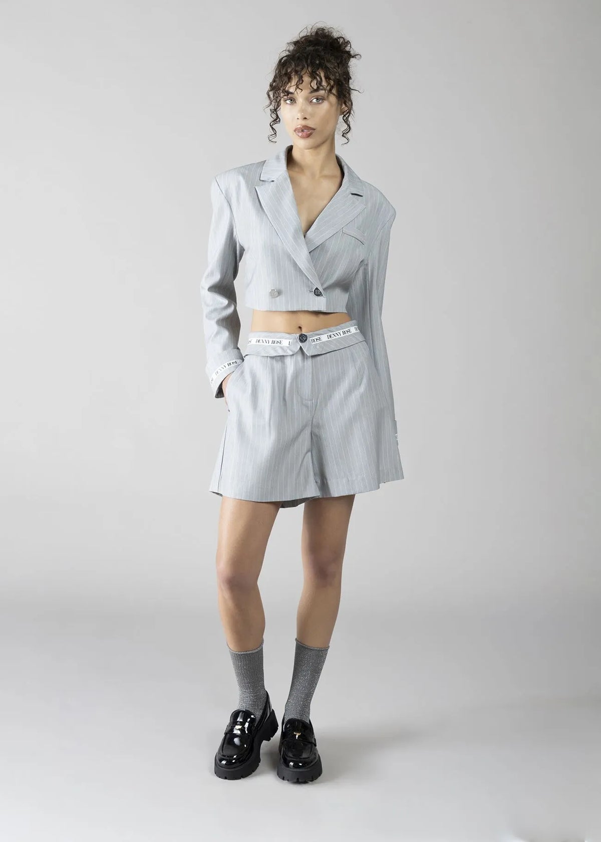 DENNYROSE  611DD25011  PANTALONE A PALAZZO GREY GESSATO