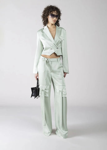 DENNYROSE  611DD25020  PANTALONE LUNGO CARGO SATIN SAGE GREEN