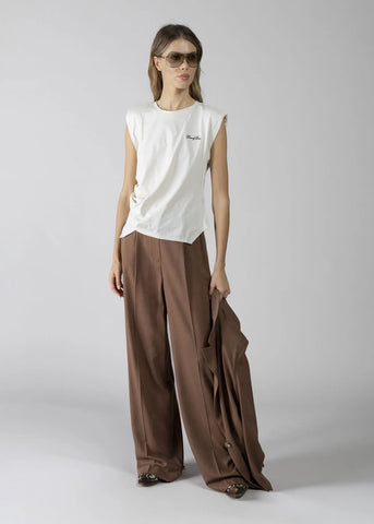 DENNYROSE  611DD64009  T-SHIRT ASIMMETRICA CON RICAMO MILKY