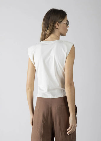 DENNYROSE  611DD64009  T-SHIRT ASIMMETRICA CON RICAMO MILKY