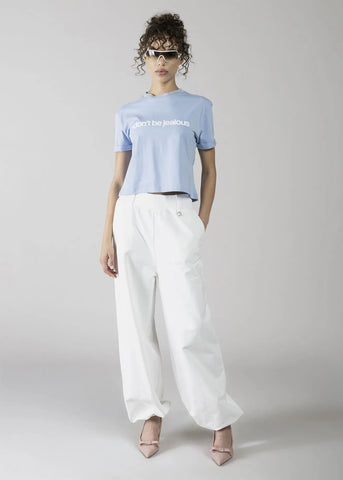 DENNYROSEDD64019  T-SHIRT CROP DON'T BE JEALOUS SKY BLUE