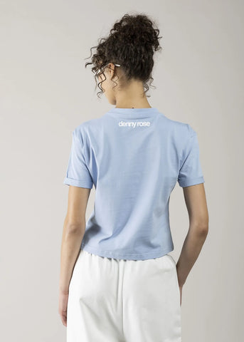 DENNYROSEDD64019  T-SHIRT CROP DON'T BE JEALOUS SKY BLUE