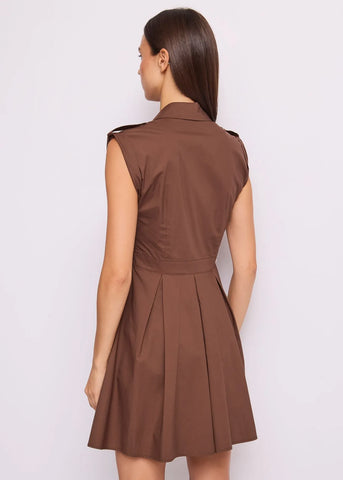 GAUDì 611FD15004 Abito marrone da donna con gonna a pieghe