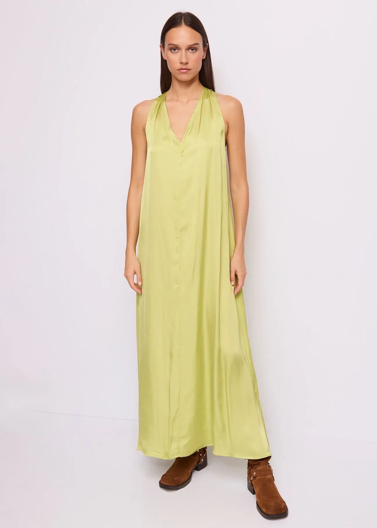 GAUDì 611FD15034 Abito verde da donna con scollo a V