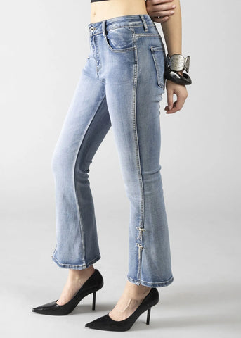 DENNYROSE  611ND26006  JEANS FLARE FIOCCHI BLUE