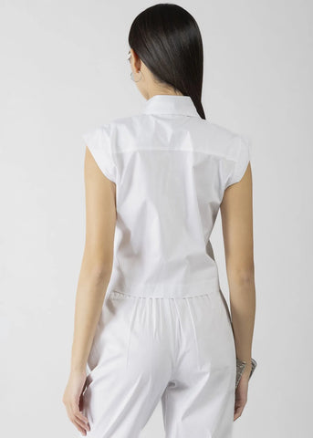 DENNYROSE  611ND45010  CAMICIA POPELINE CROPPED CON TASCHE
