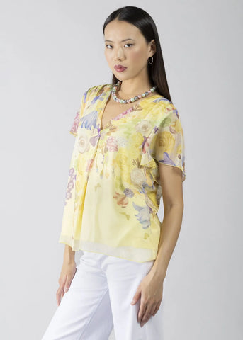 DENNYROSE  611ND45022  BLUSA STAMPA FLOWERS YELLOW