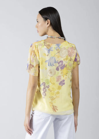 DENNYROSE  611ND45022  BLUSA STAMPA FLOWERS YELLOW